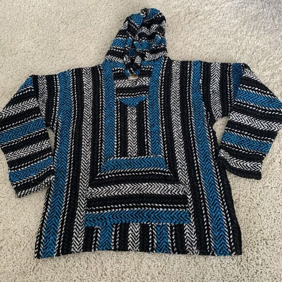 Earth Ragz Other - Earth Ragz Hoodie Mens Medium Drug Rug Colorful Baja Surf Pullover Boho Knit